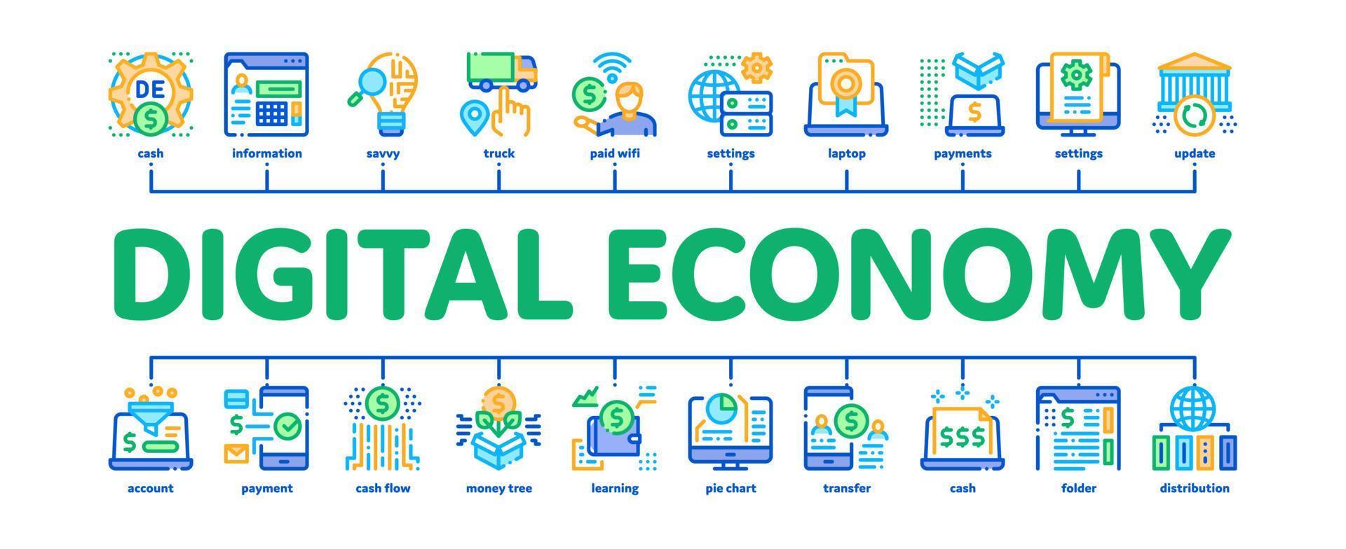 Digital Economy And E-business Minimal Infographic Banner Vector ...