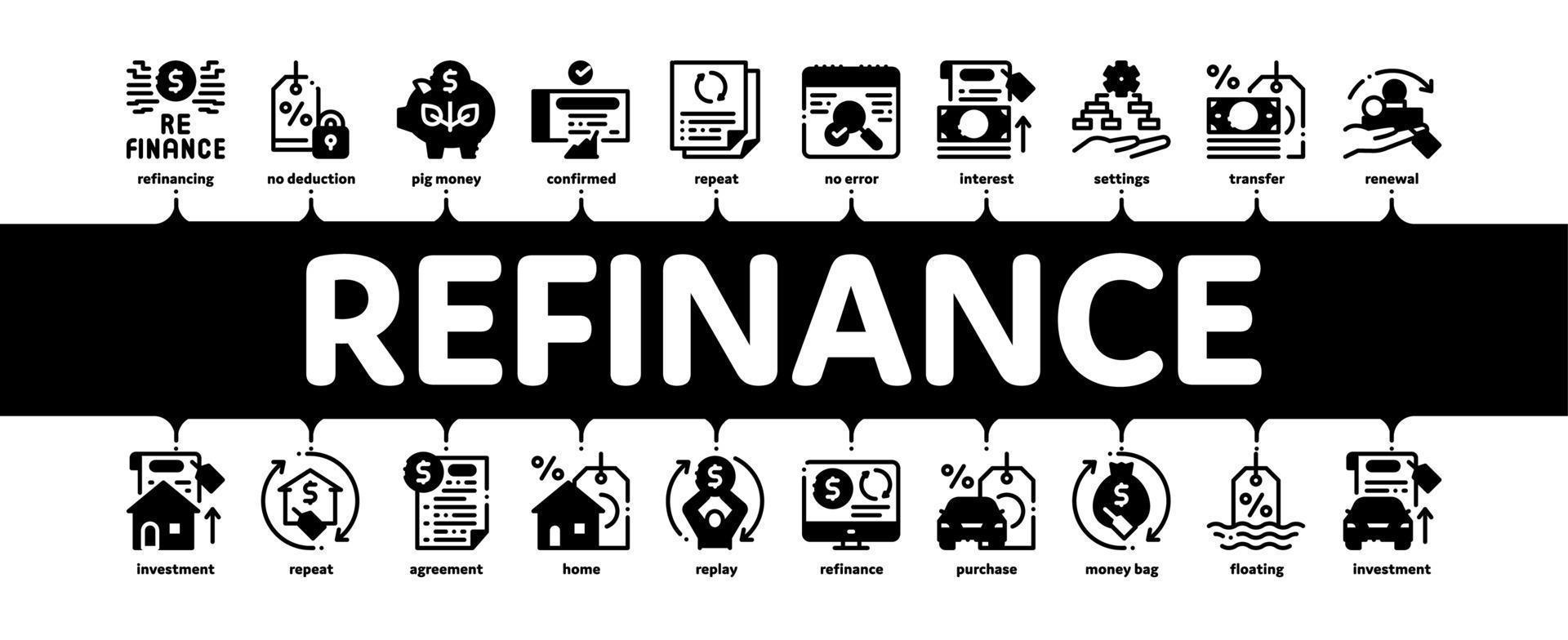 refinanciar el vector de banner infográfico mínimo financiero