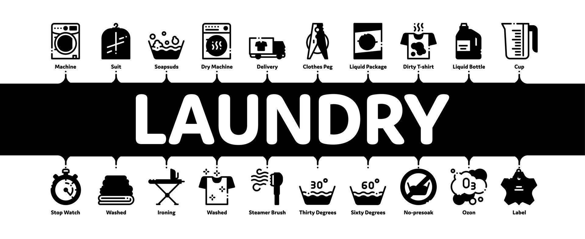 Laundry Service Minimal Infographic Banner Vector