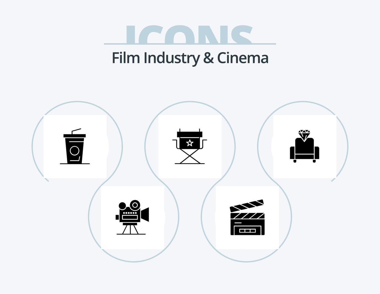 cenima glyph icon pack 5 diseño de iconos. . película. bebida. cine. cine vector