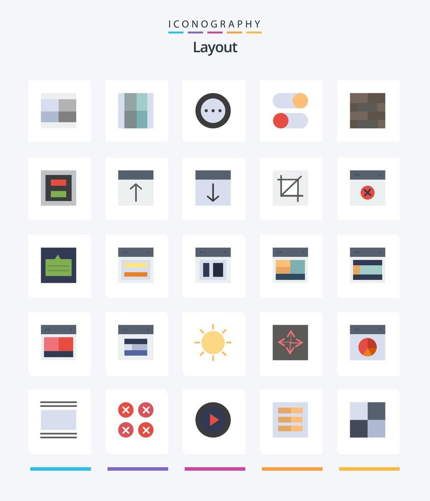 Creative Layout 25 Flat icon pack  Such As layout. bricks layout. order. settings. loading vector