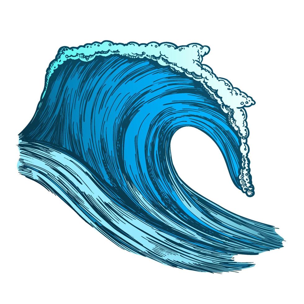 Color Rushing Tropical Ocean Marine Wave Storm Vector