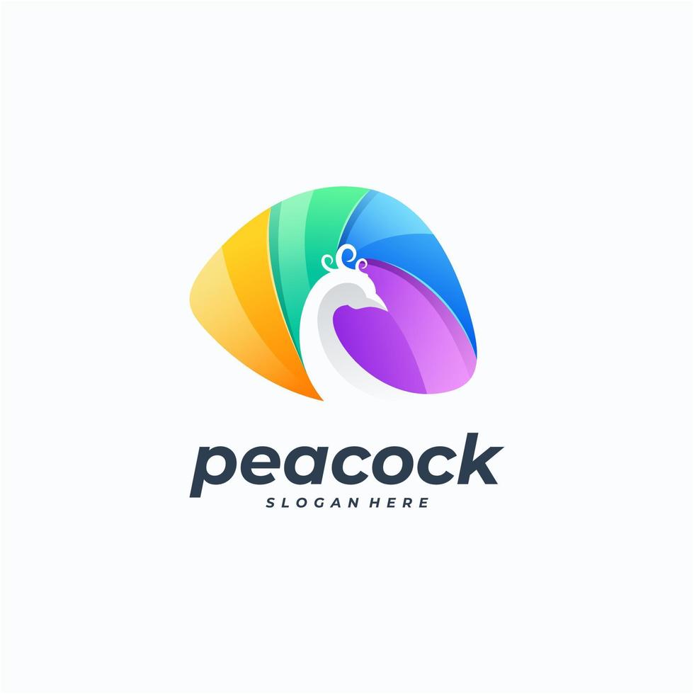 Colorful peacock logo vector illustration modern style.