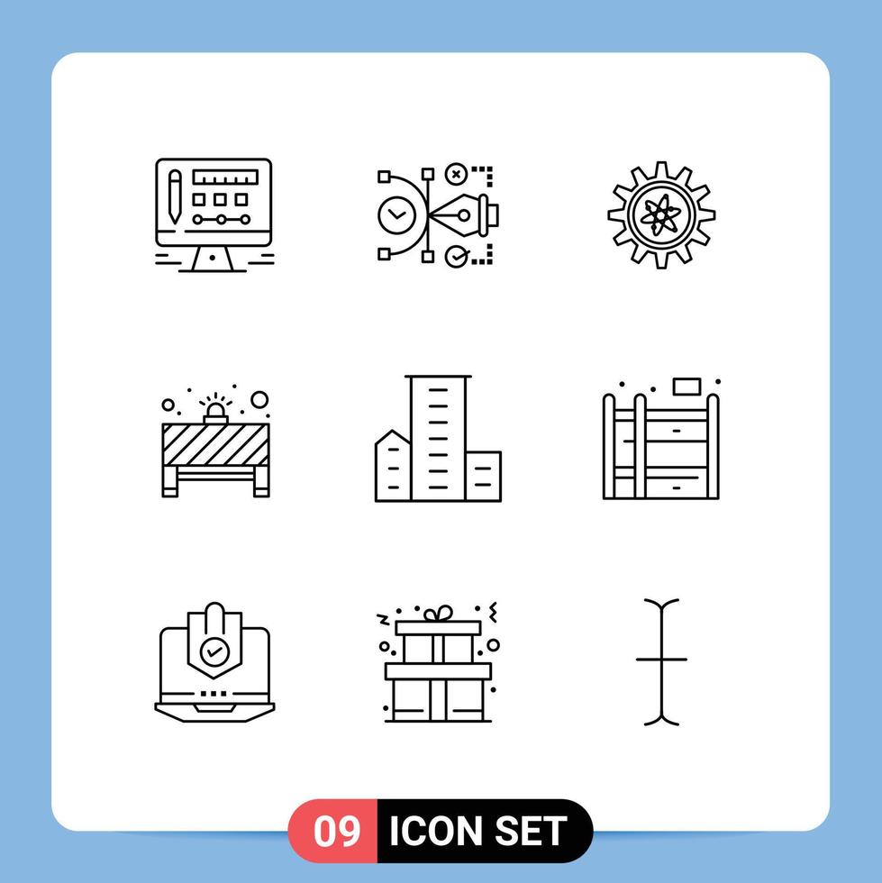 9 Universal Outline Signs Symbols of estate red light experiment stop board Editable Vector Design Elements