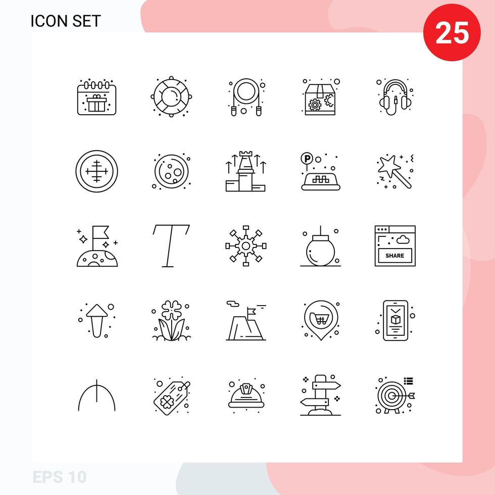Group of 25 Modern Lines Set for army hardware rope computer seo Editable Vector Design Elements