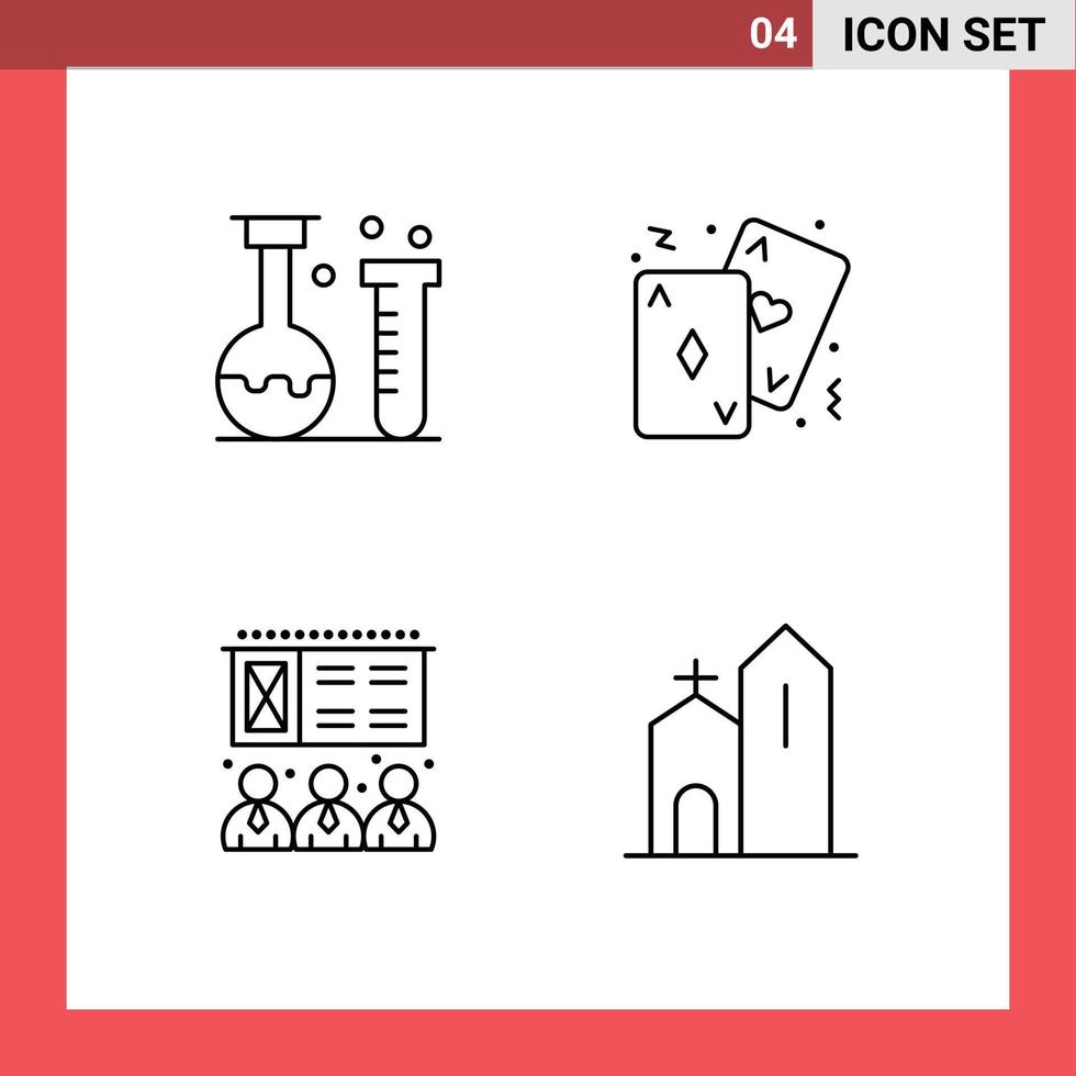 Group of 4 Filledline Flat Colors Signs and Symbols for chemistry card laboratory game presentation Editable Vector Design Elements