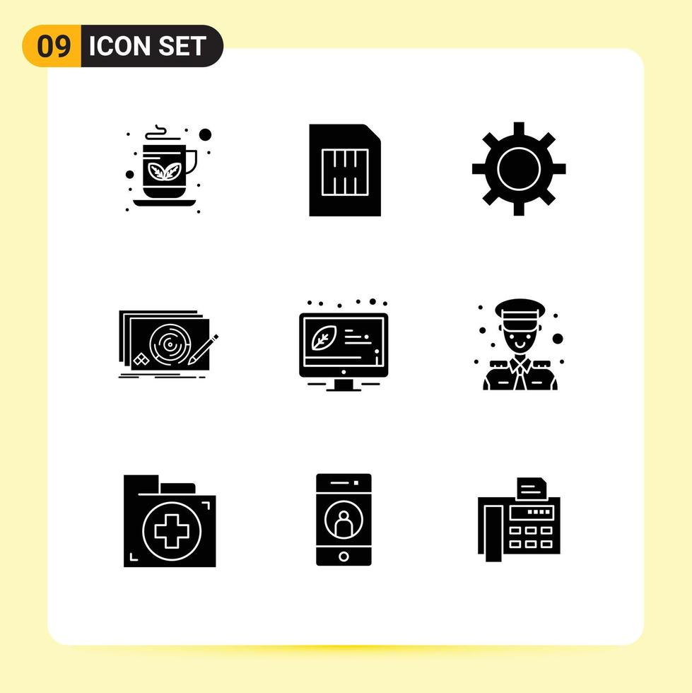 Modern Set of 9 Solid Glyphs and symbols such as game new phone design vehicle maintenance Editable Vector Design Elements