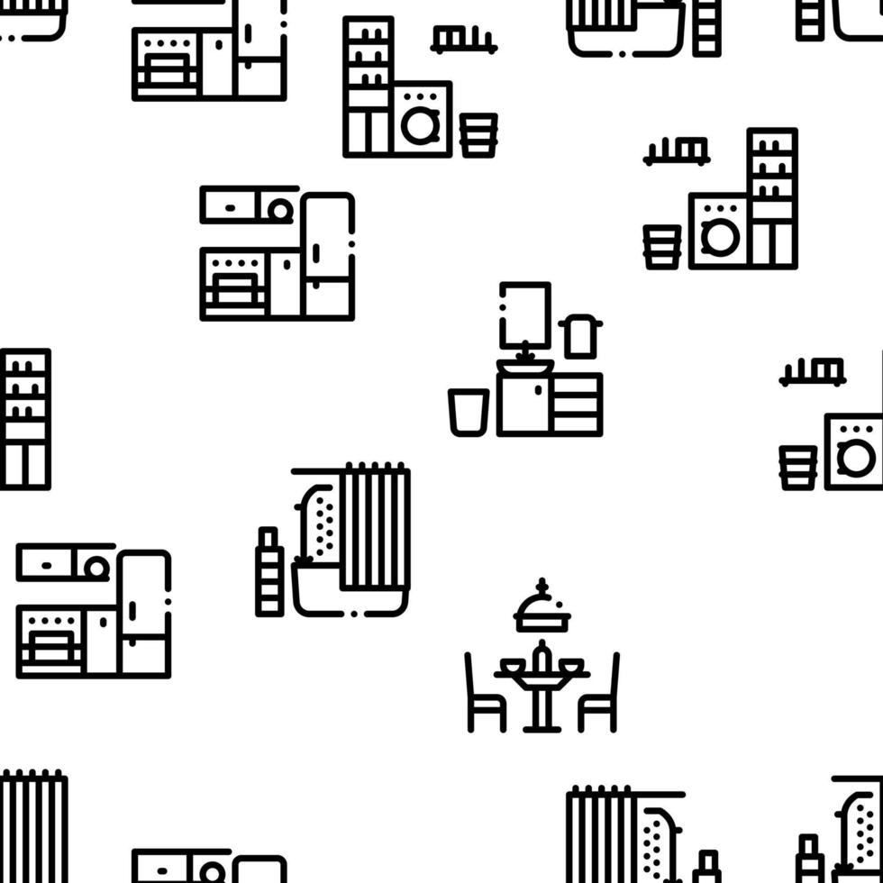 vector de patrones sin fisuras de muebles de habitaciones de casa