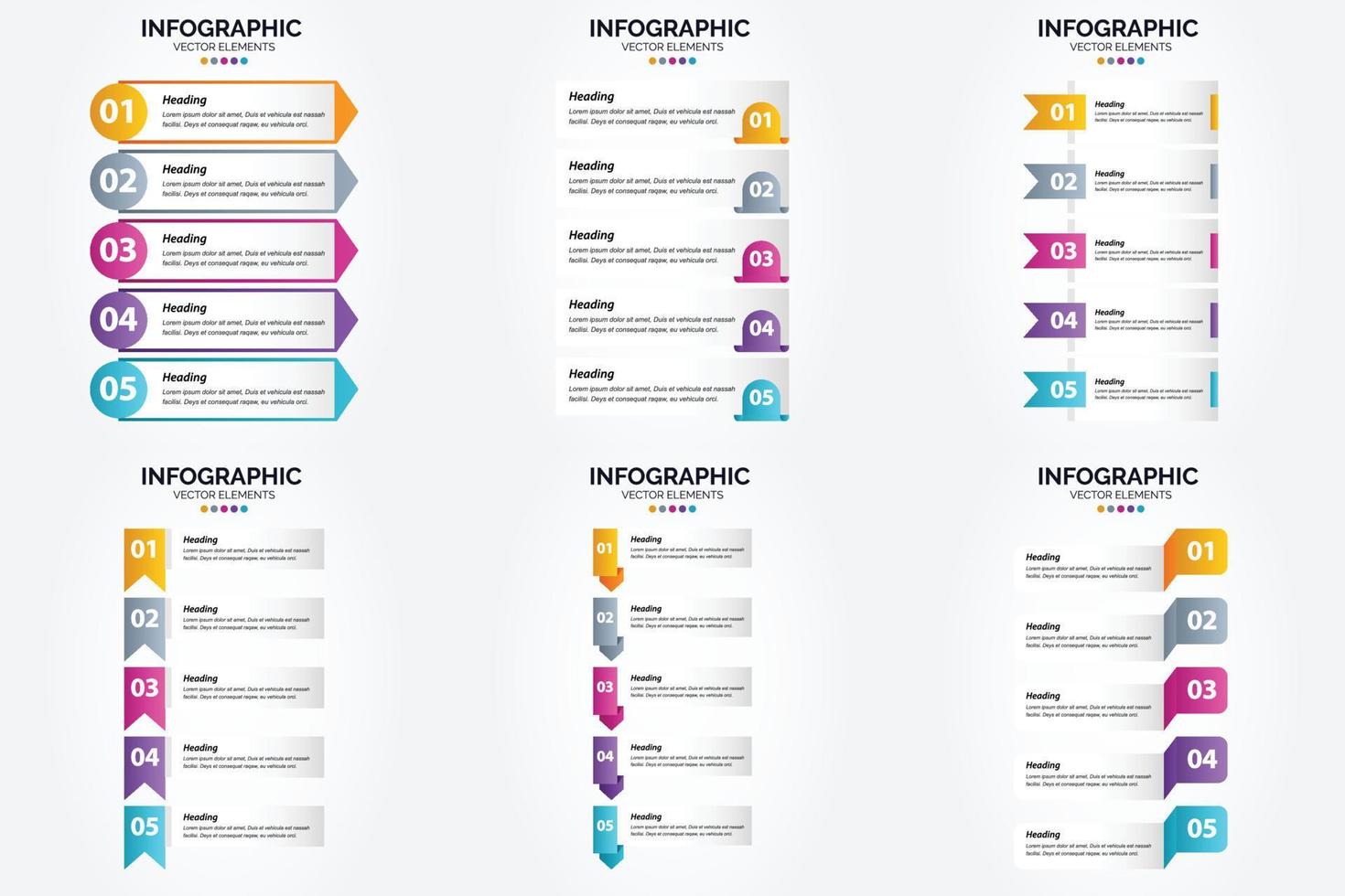 Use this vector infographics set to make your advertising in brochures. flyers. and magazines more effective.