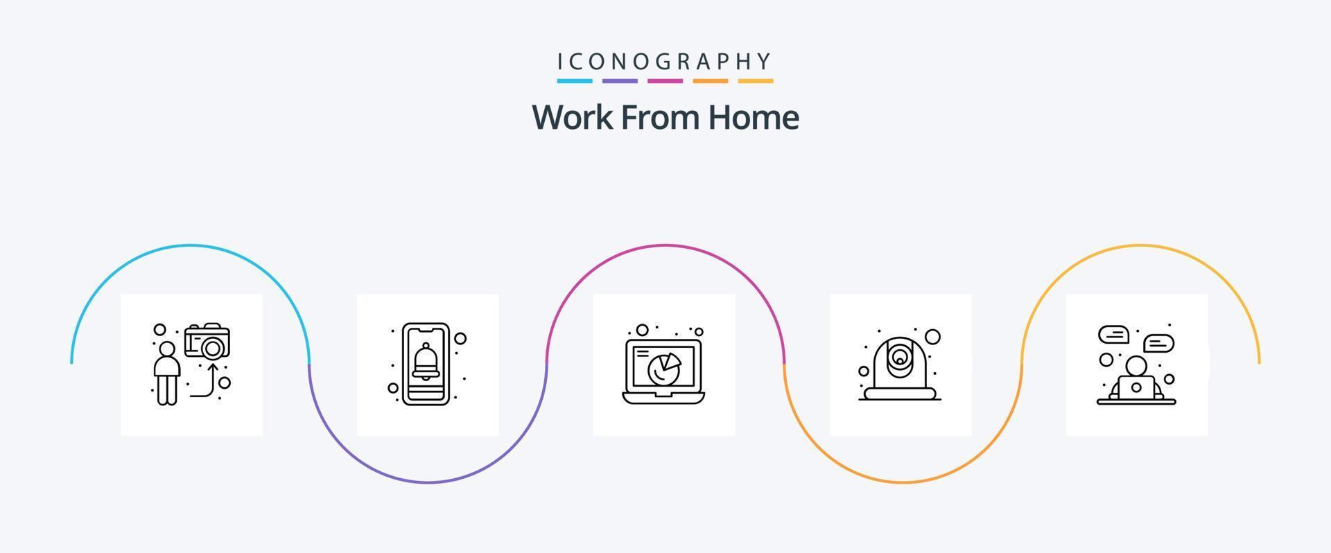 Work From Home Line 5 Icon Pack Including webcam. camera. smartphone. online. meeting vector