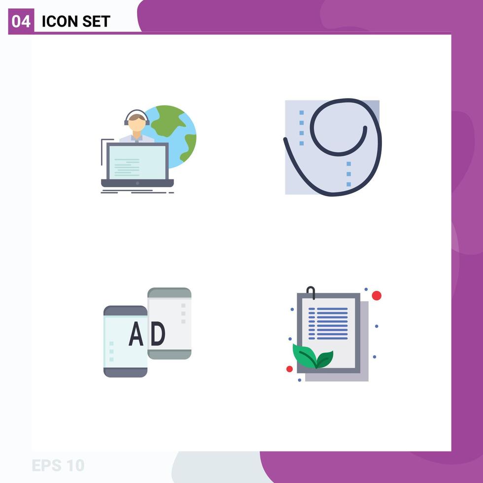 4 Universal Flat Icon Signs Symbols of outsource advertising human perfection mobile advertisig Editable Vector Design Elements