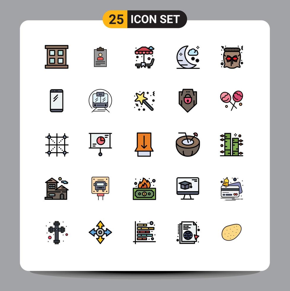paquete de iconos de vector de stock de 25 signos y símbolos de línea para regalo caramelo sol cama bolsa vacaciones elementos de diseño vectorial editables
