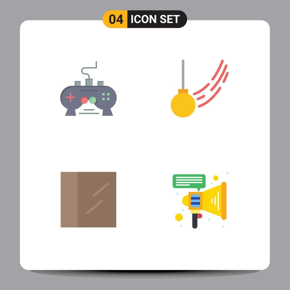 Modern Set of 4 Flat Icons and symbols such as game motion xbox swing drug Editable Vector Design Elements