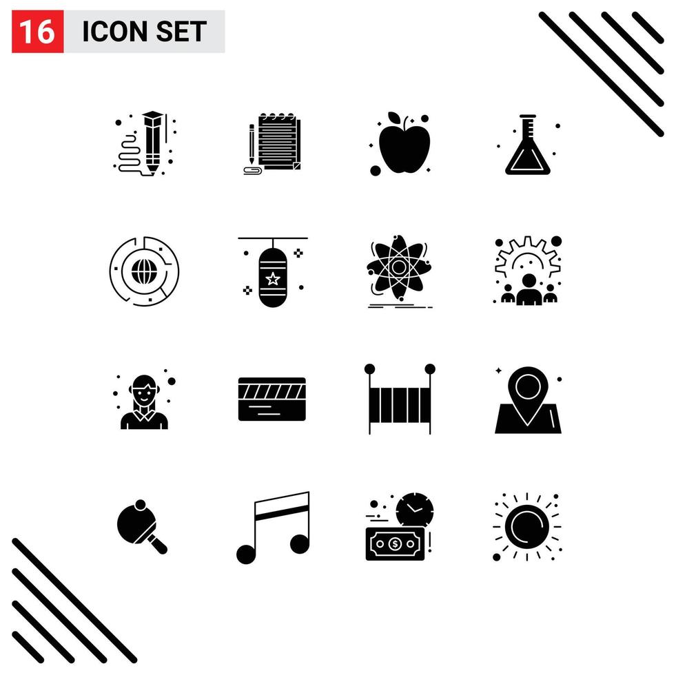 Modern Set of 16 Solid Glyphs and symbols such as business back to school novel flask school Editable Vector Design Elements