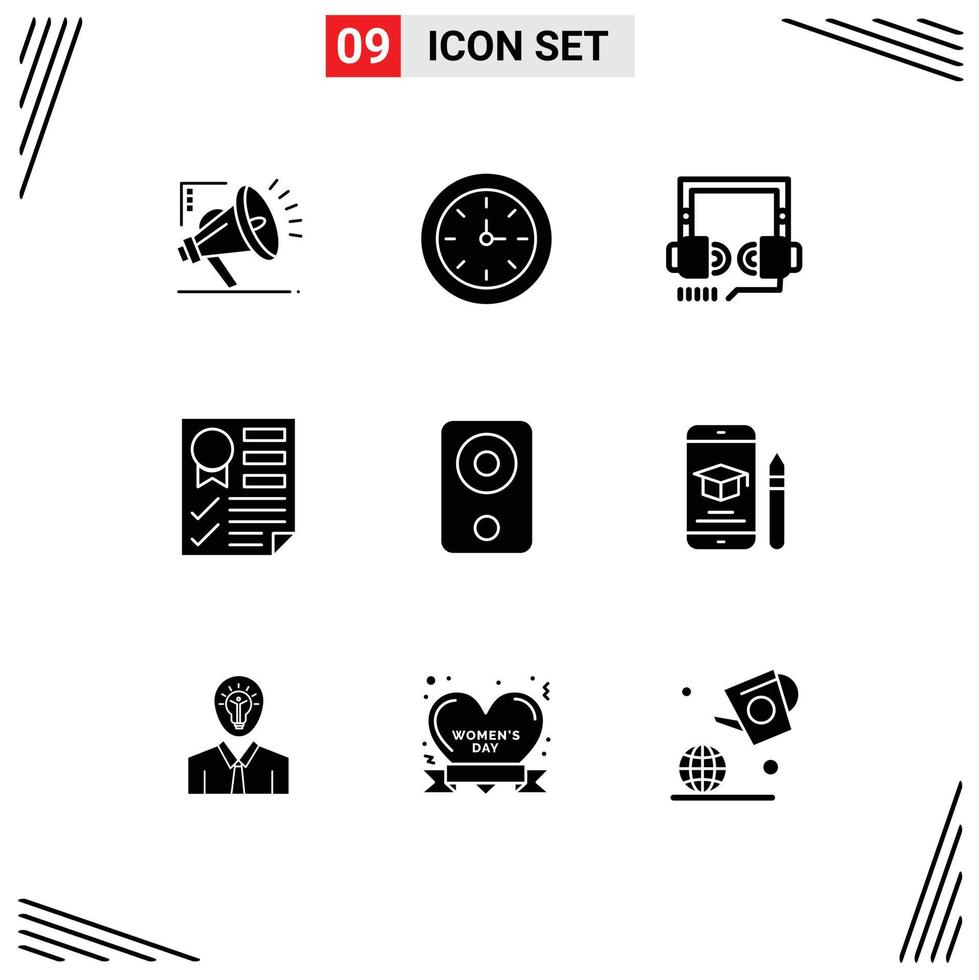Set of 9 Modern UI Icons Symbols Signs for devices ribbon optimization report document Editable Vector Design Elements