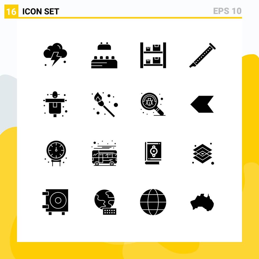 16 Universal Solid Glyphs Set for Web and Mobile Applications farming agriculture logistic sound instrument Editable Vector Design Elements