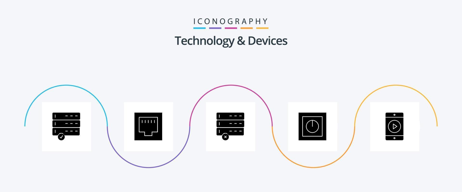 Devices Glyph 5 Icon Pack Including . movie. devices. mobile. safe vector