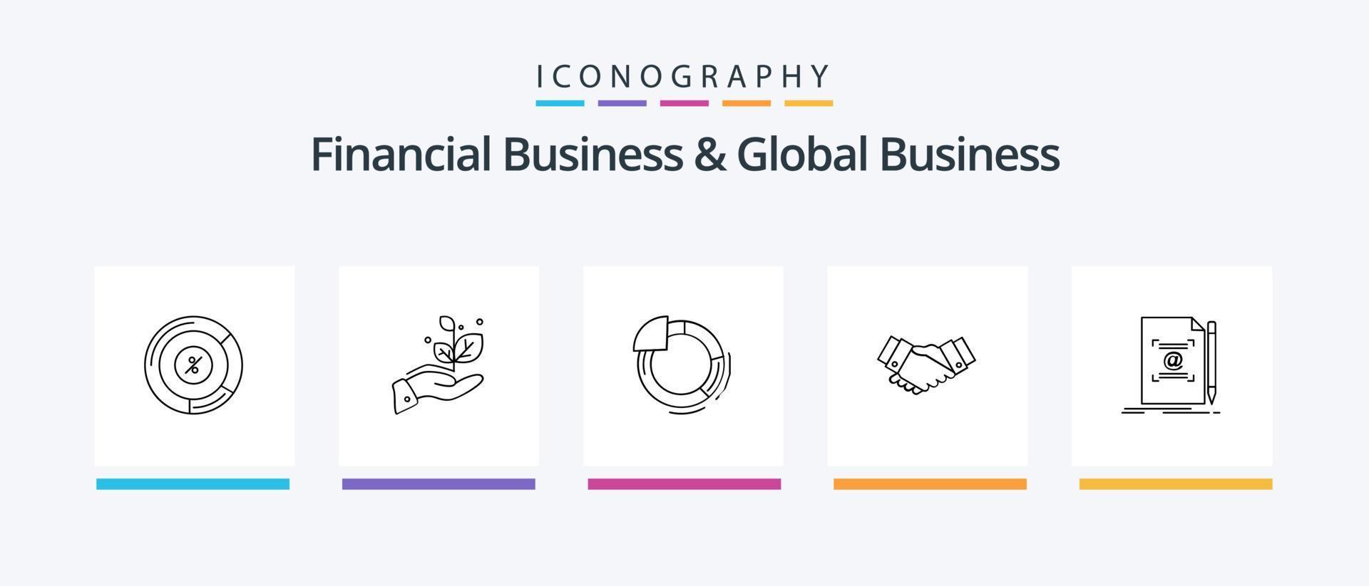 Financial Business And Global Business Line 5 Icon Pack Including create. text. dollar. letter. stone. Creative Icons Design vector