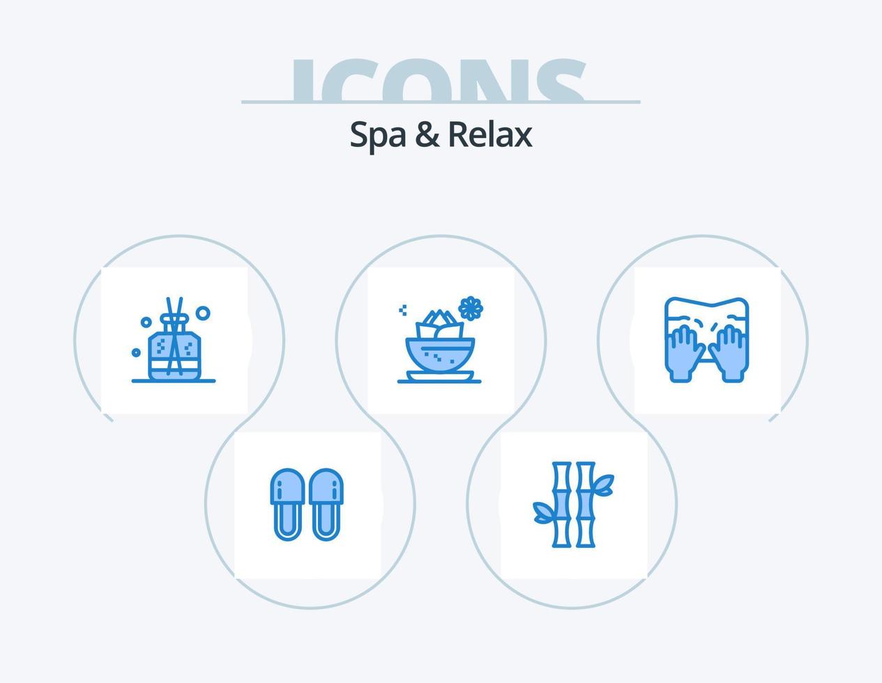 spa y relax blue icon pack 5 diseño de iconos. spa. local. hojas. centro. verde vector