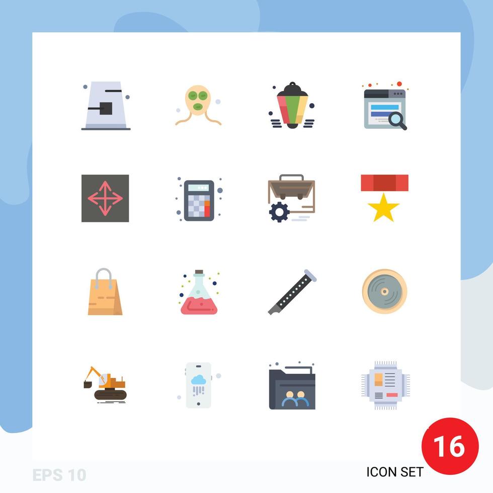 16 User Interface Flat Color Pack of modern Signs and Symbols of angular seo relaxation search eid Editable Pack of Creative Vector Design Elements