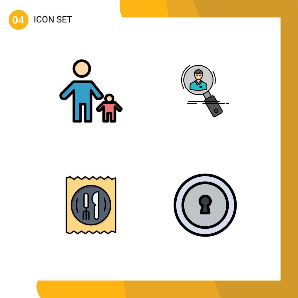 4 iconos creativos signos y símbolos modernos de niño personal padre empleado currículum elementos de diseño vectorial editables vector
