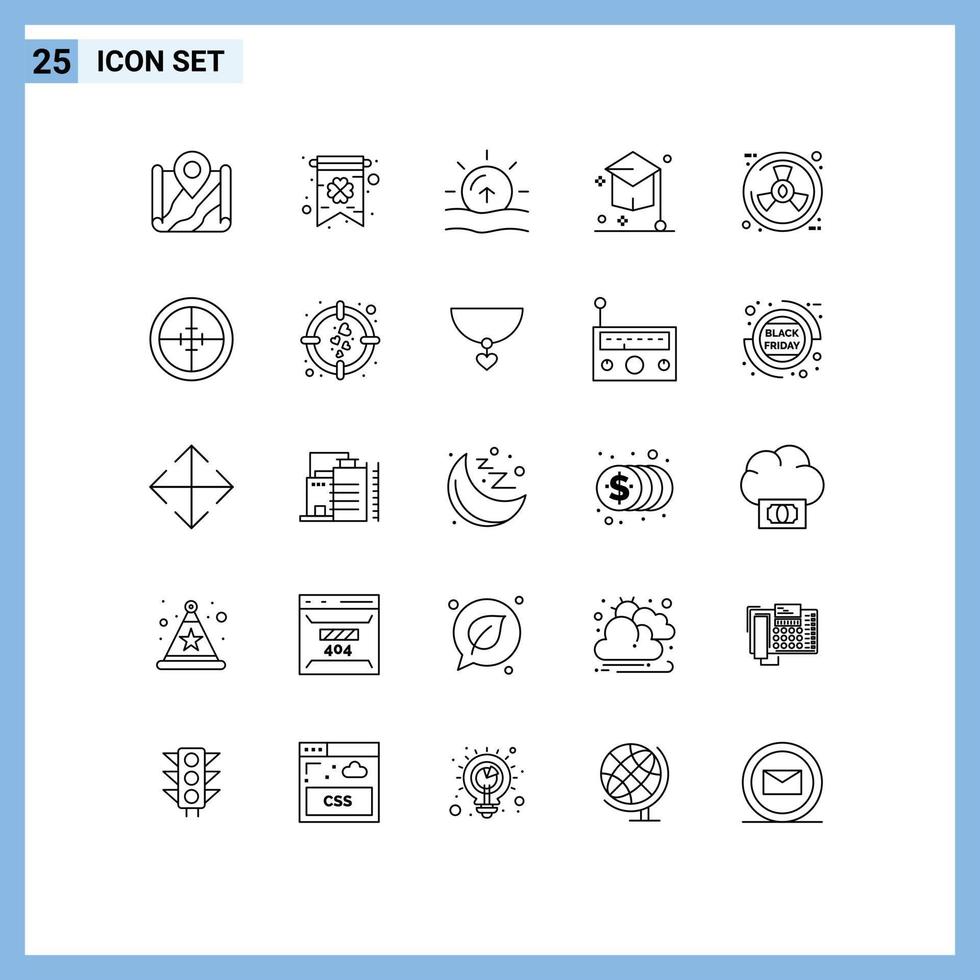 Pictogram Set of 25 Simple Lines of eco hat nature education college Editable Vector Design Elements