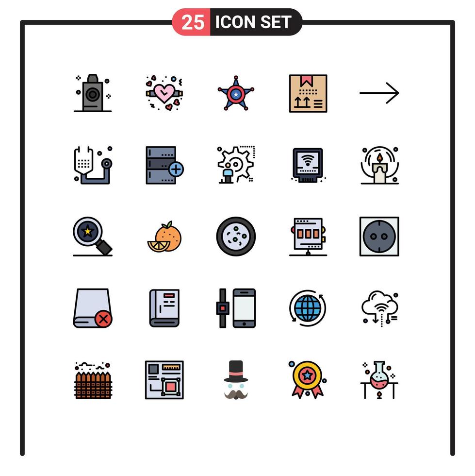 Modern Set of 25 Filled line Flat Colors and symbols such as right programing police development coding Editable Vector Design Elements