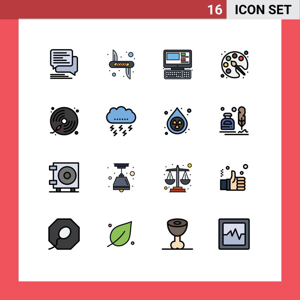 16 Creative Icons Modern Signs and Symbols of education color army back to school system Editable Creative Vector Design Elements