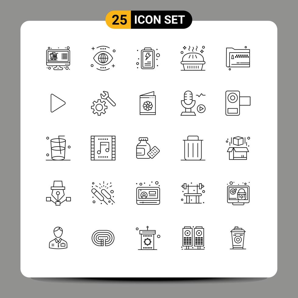 Stock Vector Icon Pack of 25 Line Signs and Symbols for pumpkin pie holiday view dinner user Editable Vector Design Elements