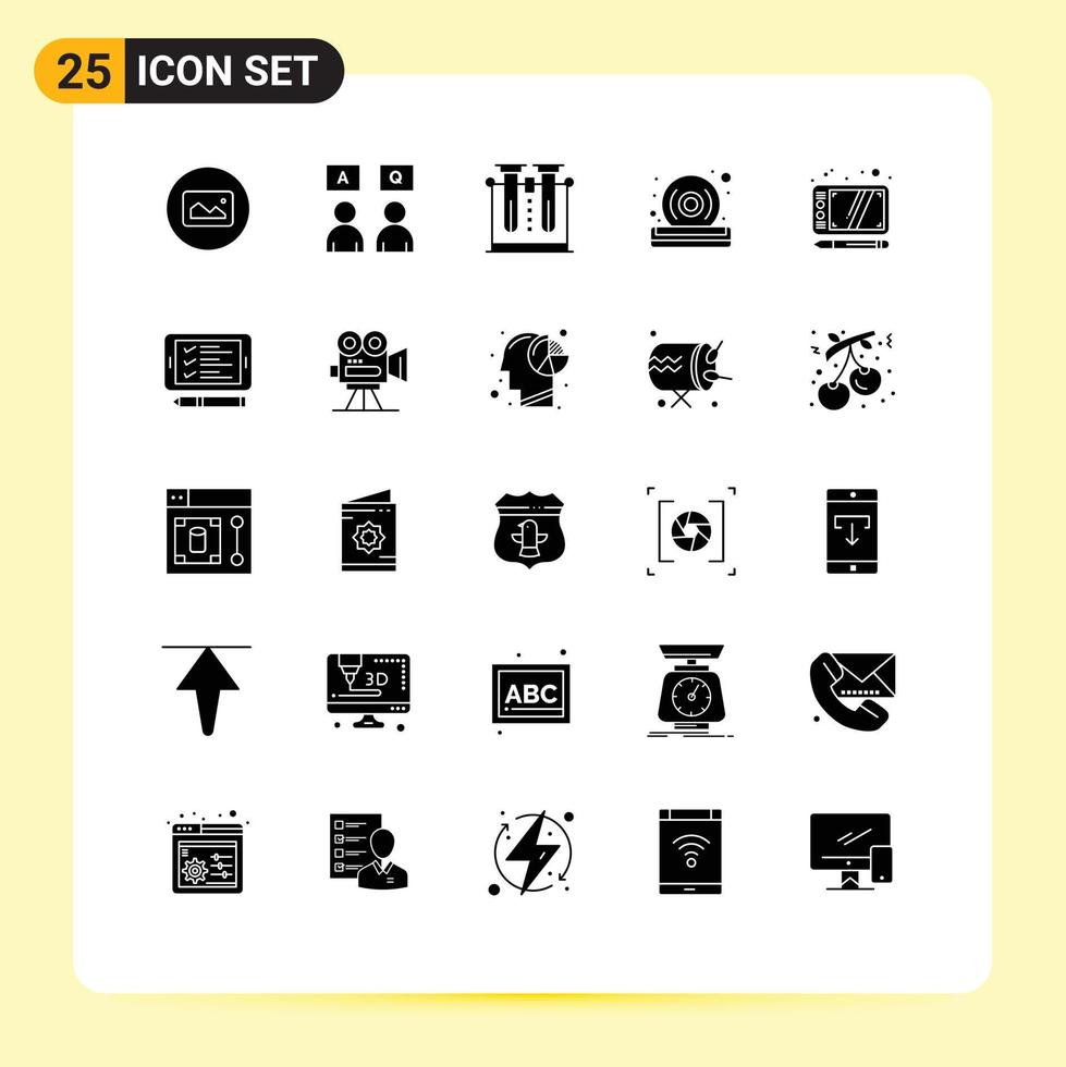 Stock Vector Icon Pack of 25 Line Signs and Symbols for design quality chemistry dvd tube Editable Vector Design Elements