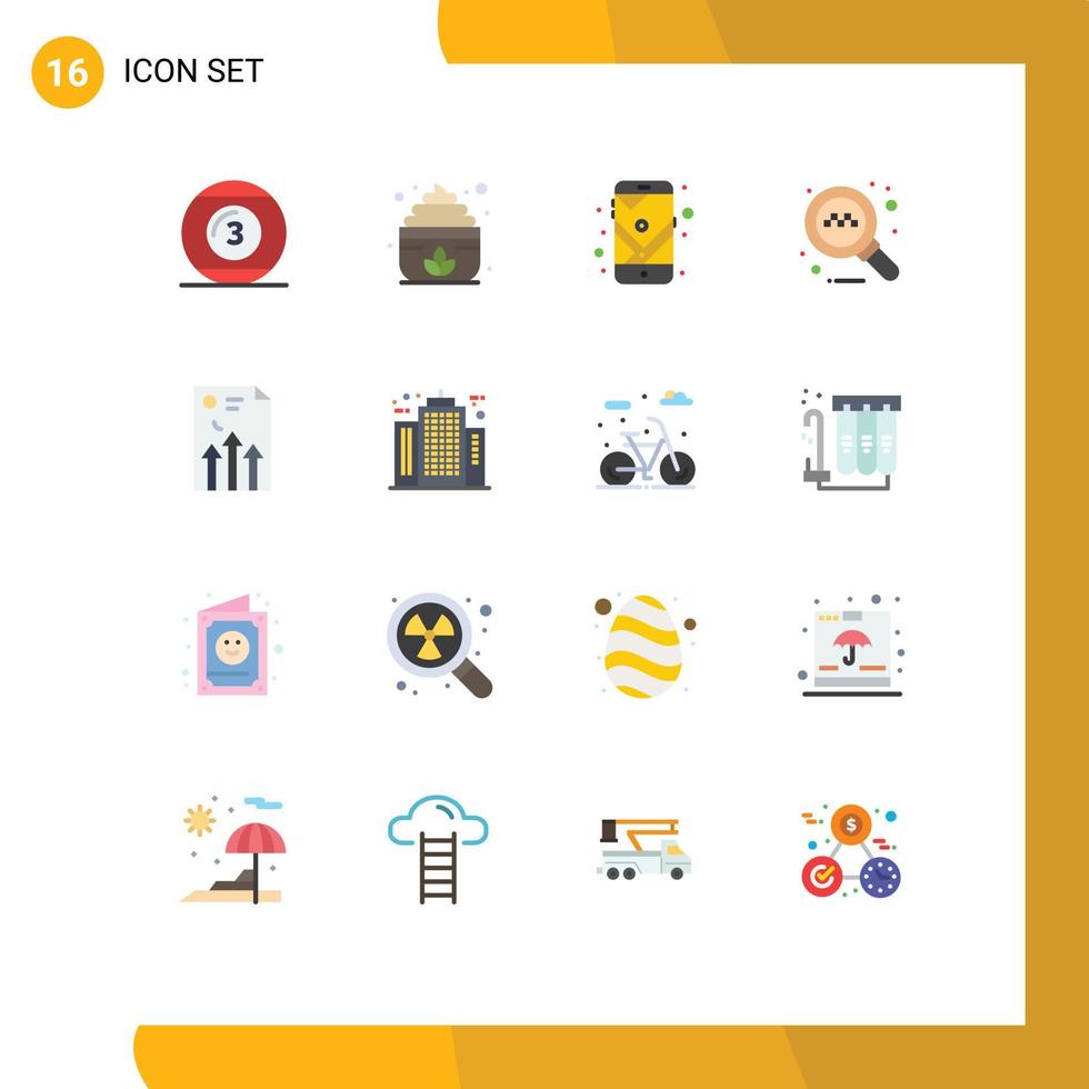 paquete de interfaz de usuario de 16 colores planos básicos del documento flecha gps taxi paquete editable en línea de elementos de diseño de vectores creativos