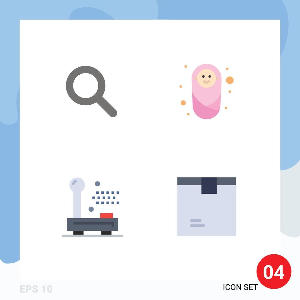 Modern Set of 4 Flat Icons Pictograph of expanded electronic baby protection hardware Editable Vector Design Elements