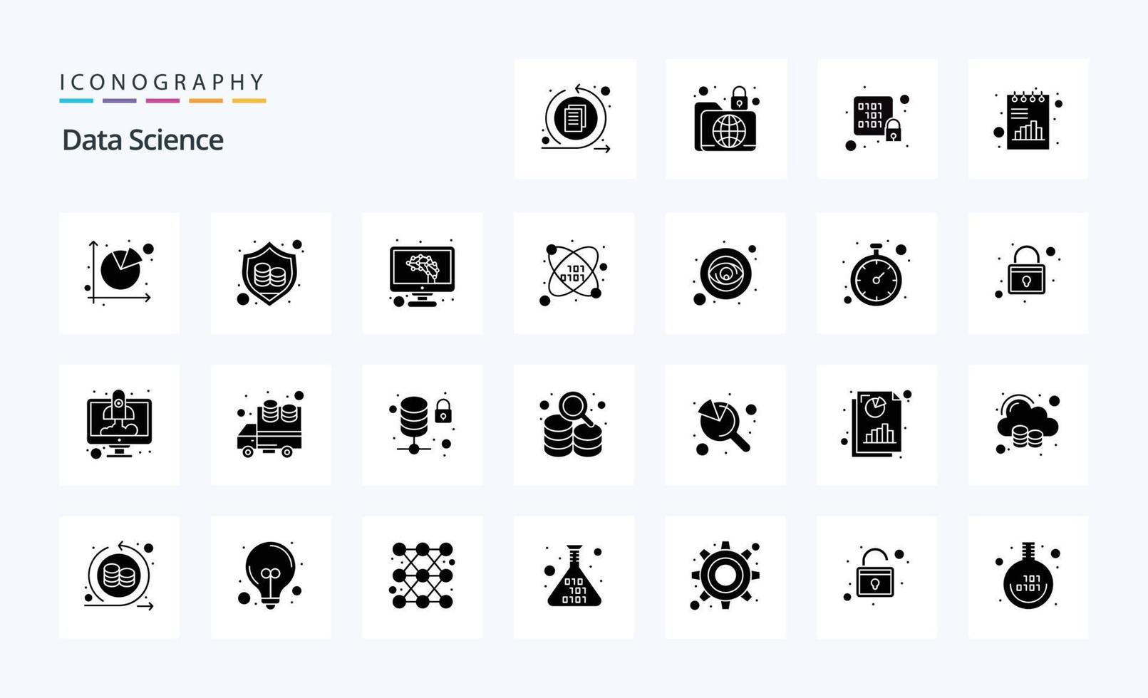 25 Data Science Solid Glyph icon pack vector