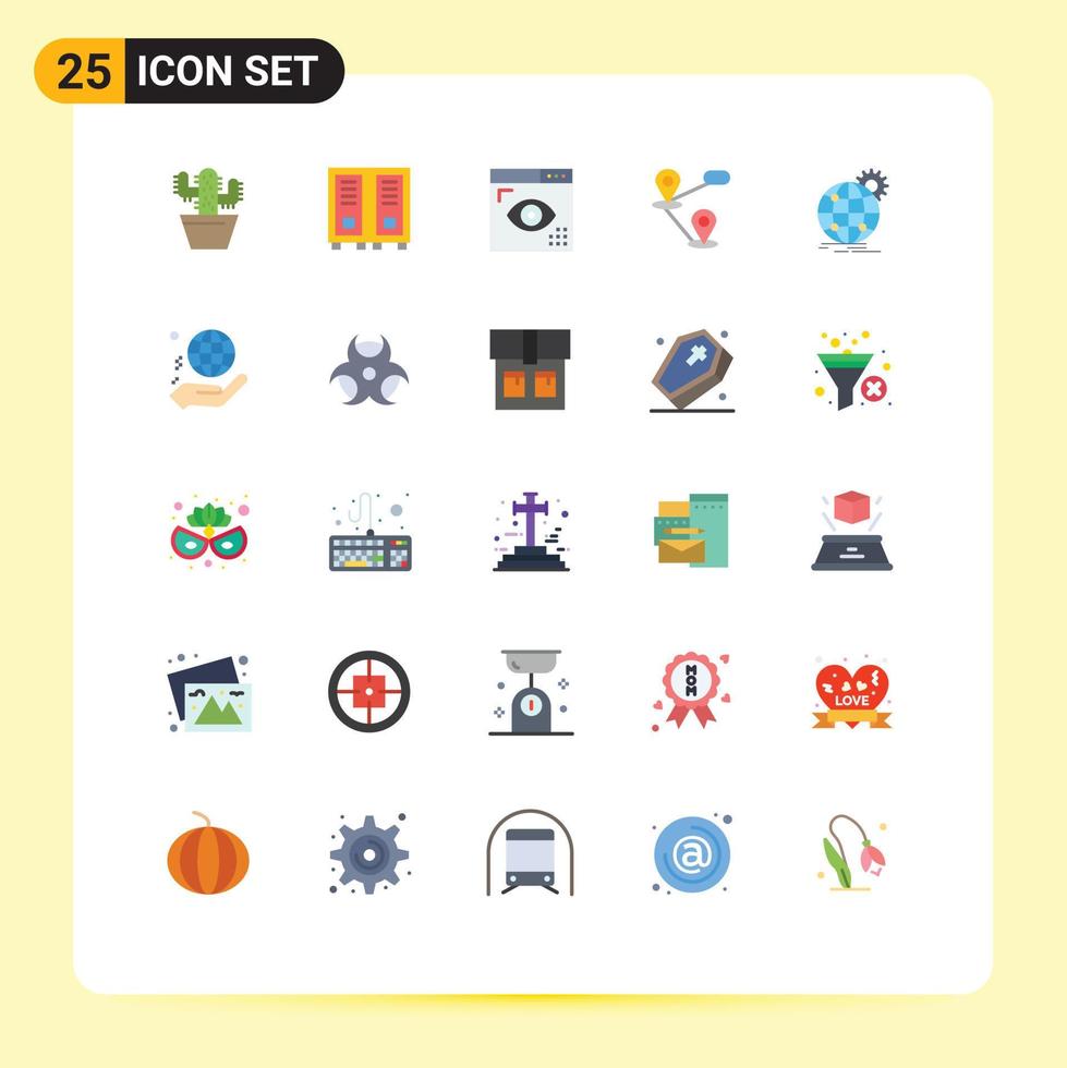 25 Universal Flat Color Signs Symbols of business map coding location programing Editable Vector Design Elements