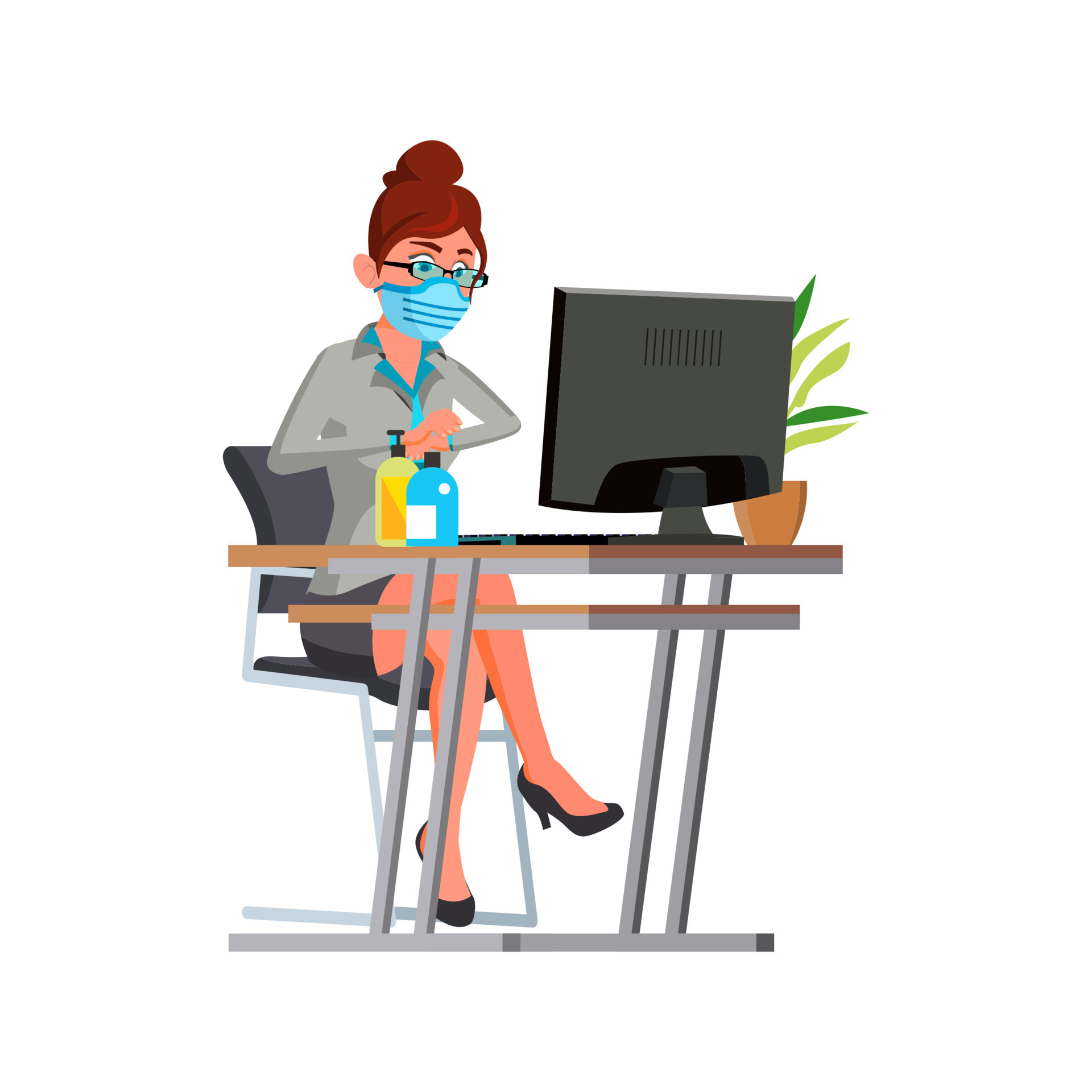 business woman wearing mask vector 17574292 Vector Art at Vecteezy