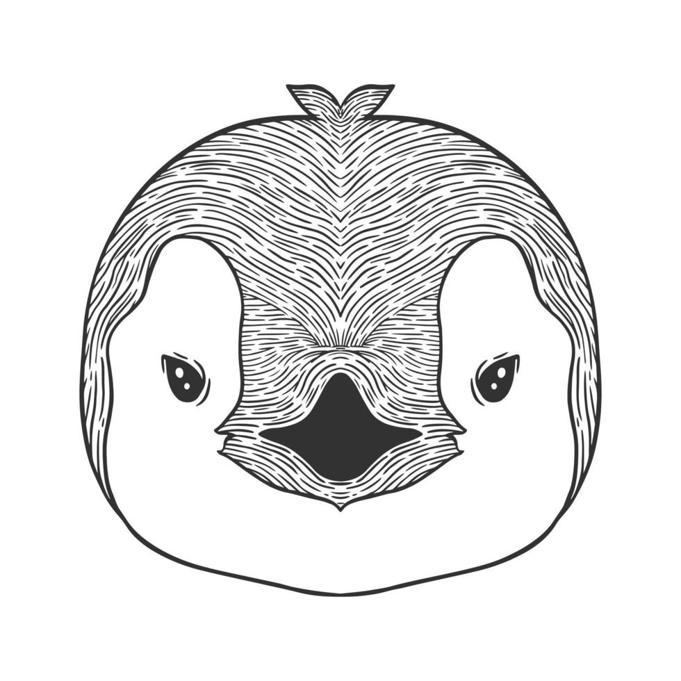Penguin head line art illustration vector