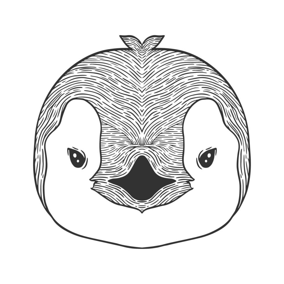 Penguin head line art illustration vector