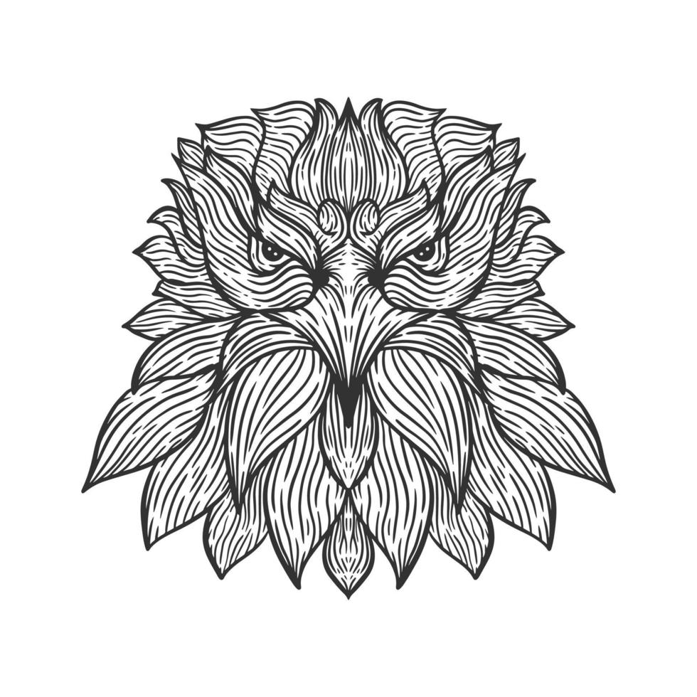 eagle head line art illustration vector
