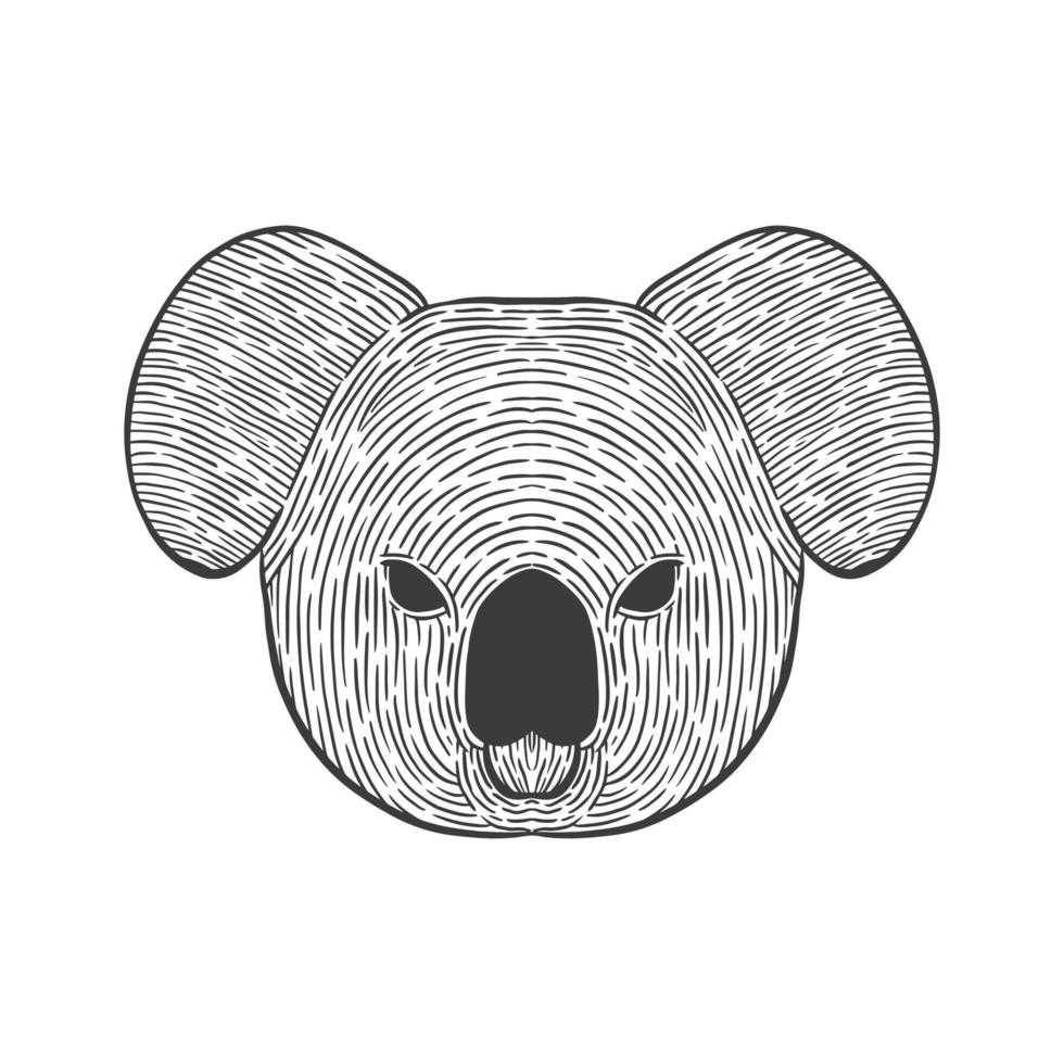 Koala head line art illustration vector