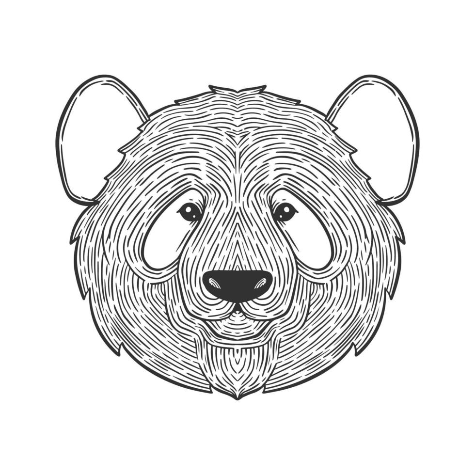 Ilustración de arte de línea de cabeza de panda vector