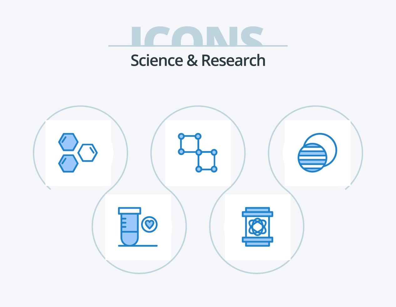 paquete de iconos de ciencia azul 5 diseño de iconos. ciencia. espacio. hexágono. ciencia. atado vector