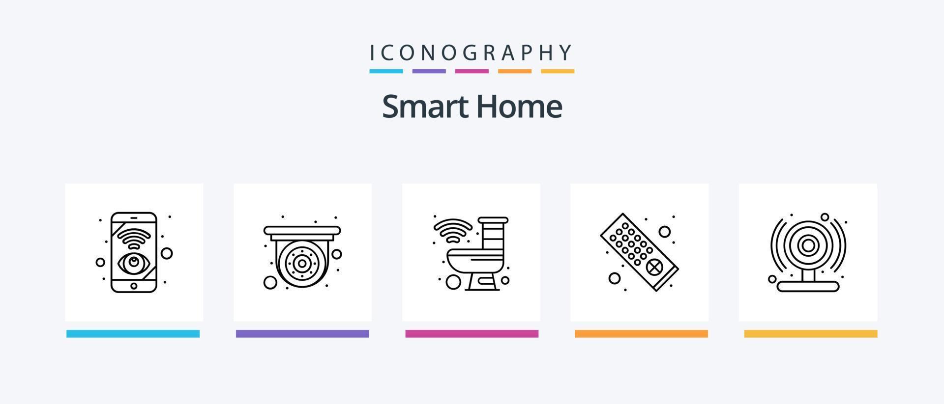 paquete de iconos de la línea de hogar inteligente 5 que incluye la casa. maceración a máquina. enchufar. ropa sucia. dispositivo. diseño de iconos creativos vector