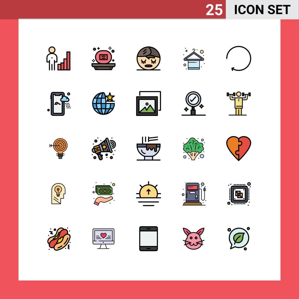 Pictogram Set of 25 Simple Filled line Flat Colors of clockwise fashion soap apparel clothes Editable Vector Design Elements