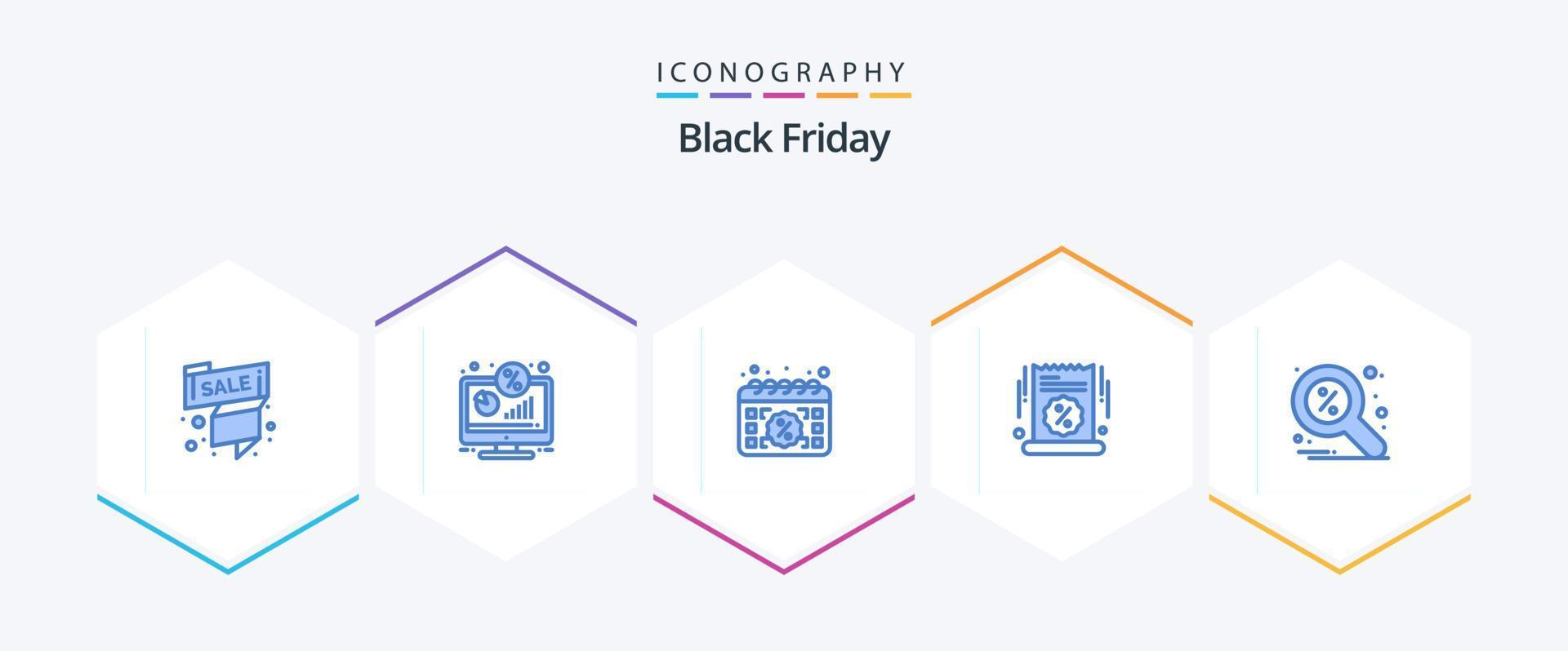 Black Friday 25 Blue icon pack including sale advertisement. big sale. percentage. sale. date vector