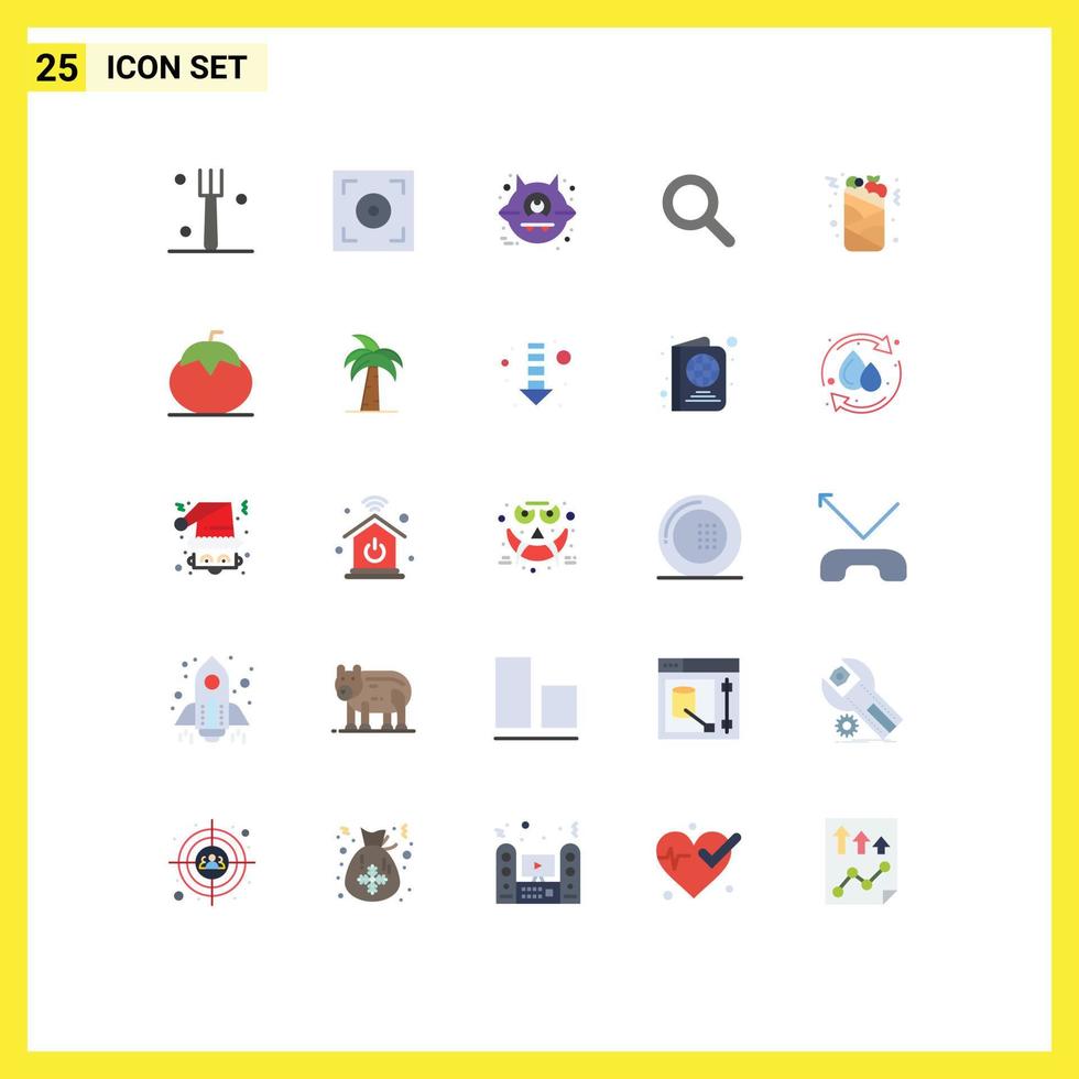 25 Flat Color concept for Websites Mobile and Apps fruit food halloween fast food can Editable Vector Design Elements