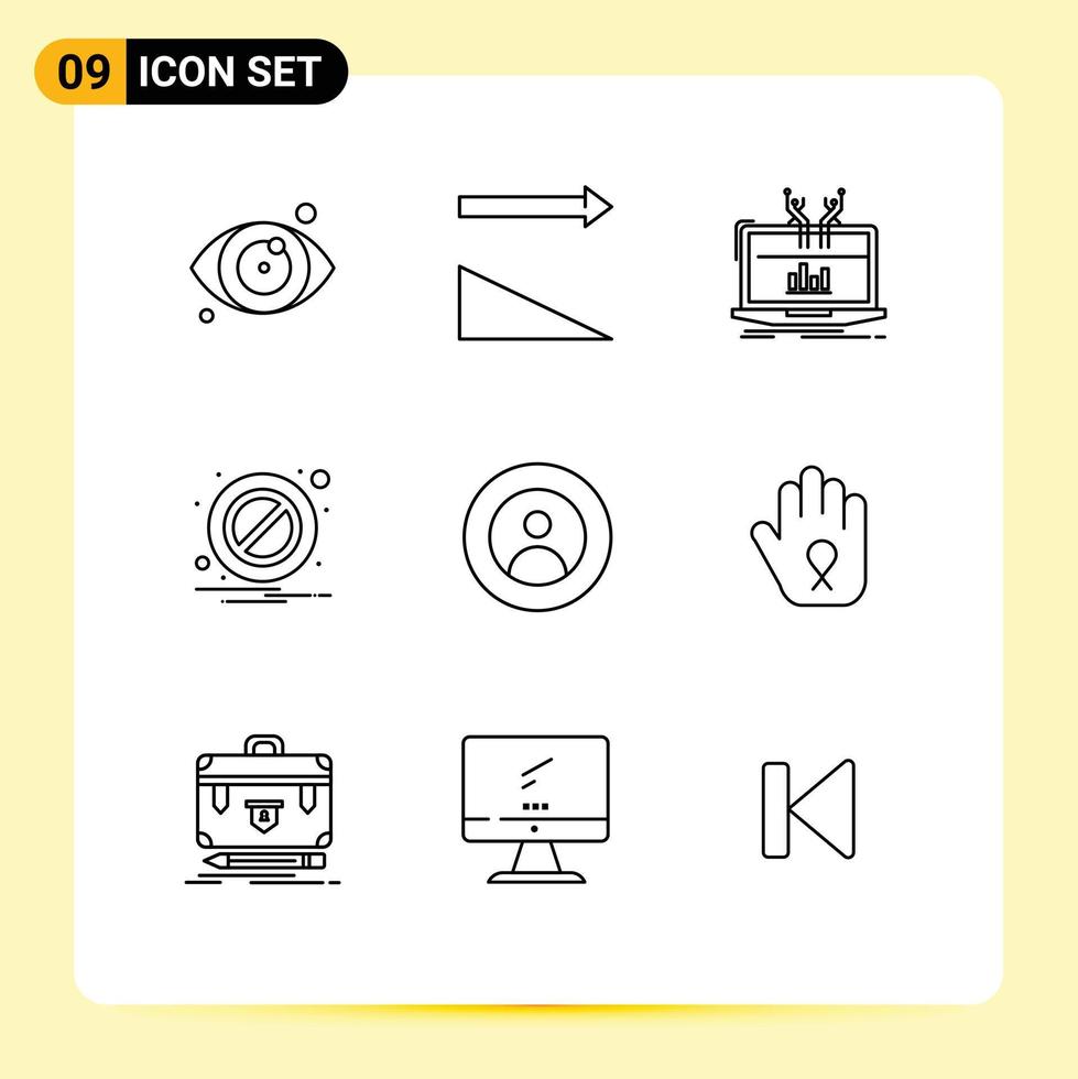 Universal Icon Symbols Group of 9 Modern Outlines of user global management earth notification Editable Vector Design Elements