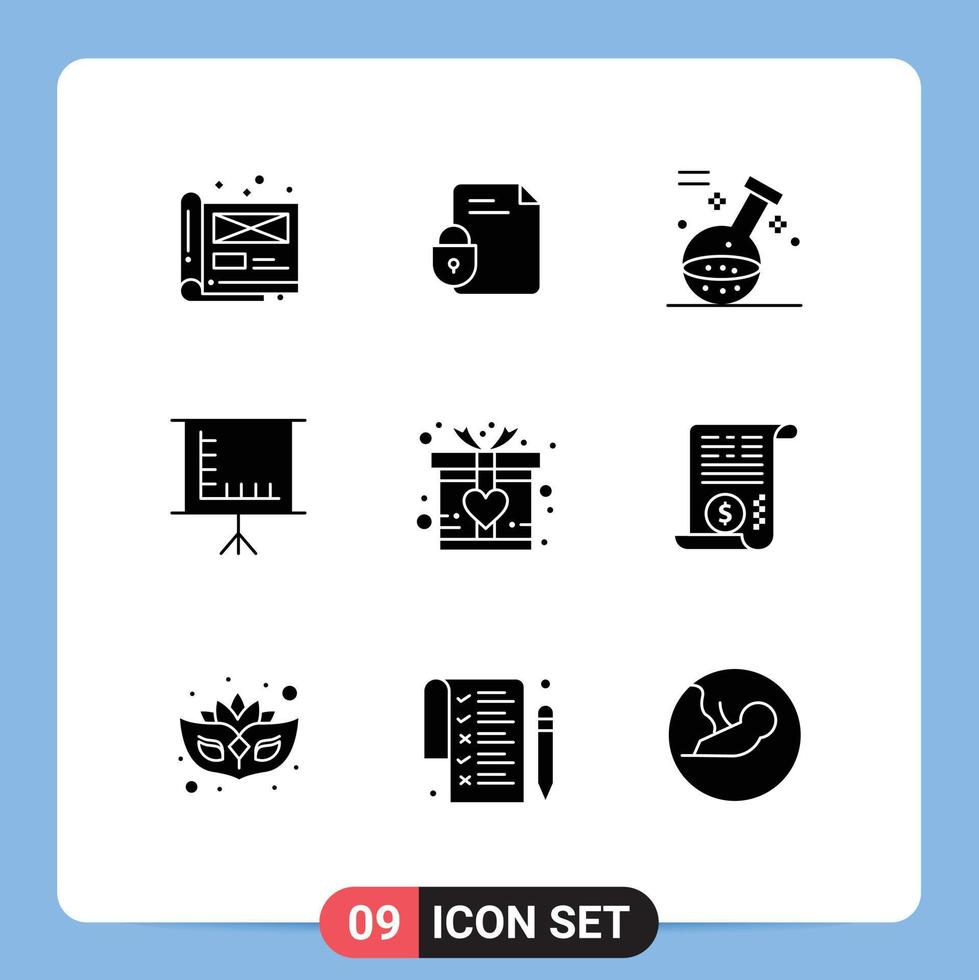 9 iconos creativos signos y símbolos modernos de elementos de diseño vectorial editables de poción de pizarra de seguridad de tablero de regalo vector