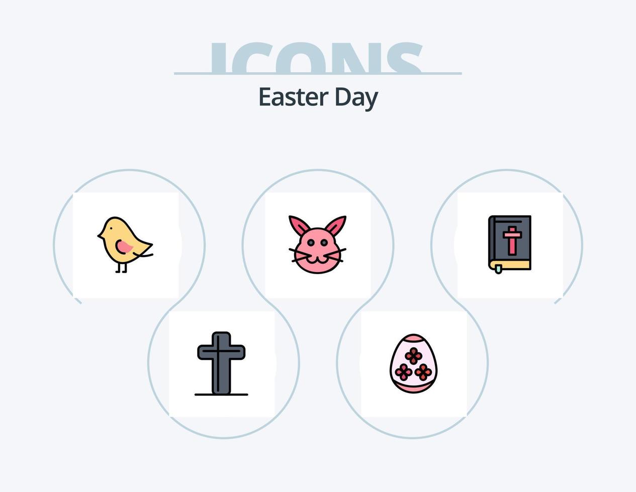 paquete de iconos llenos de línea de pascua 5 diseño de iconos. Pascua de Resurrección. Biblia. decoración. Pascua de Resurrección. huevo vector