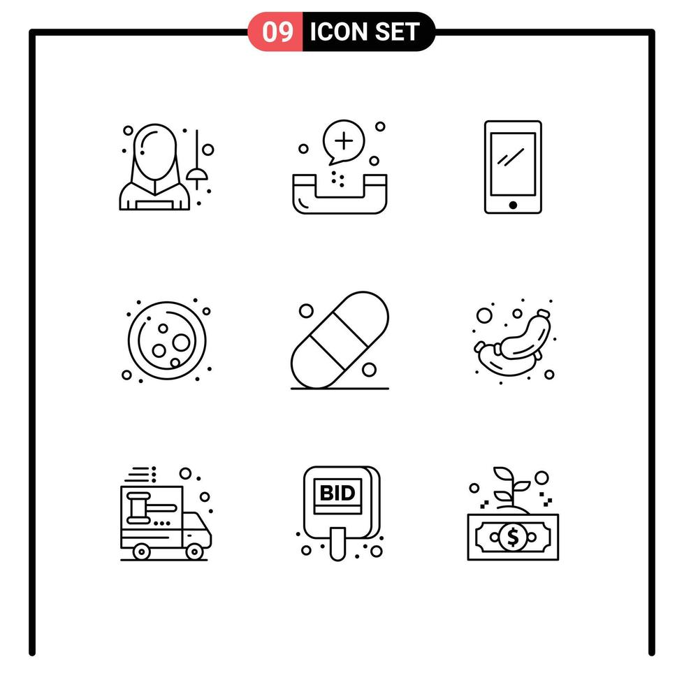 9 Outline concept for Websites Mobile and Apps science cell fitness iphone mobile Editable Vector Design Elements