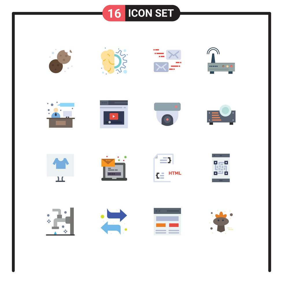16 Universal Flat Color Signs Symbols of chat signal thinking wifi message Editable Pack of Creative Vector Design Elements